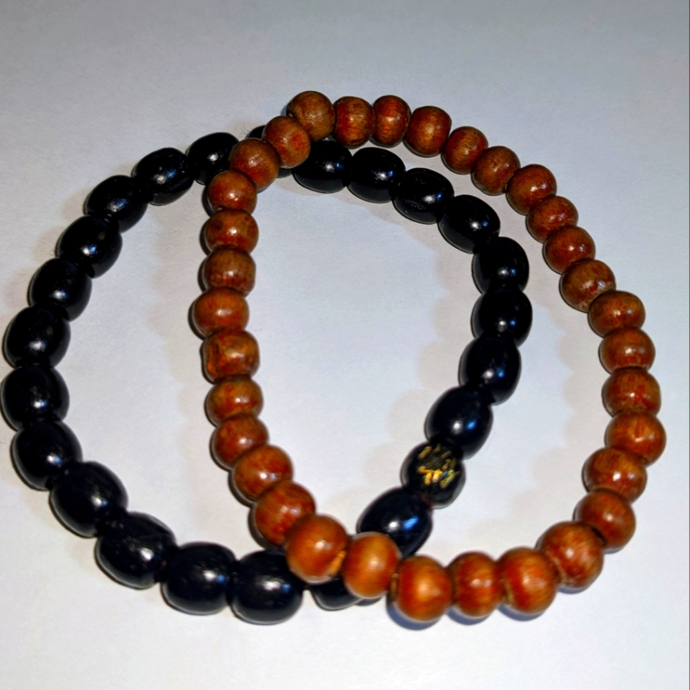 Milako Black / Brown wooden stretch bracelet set